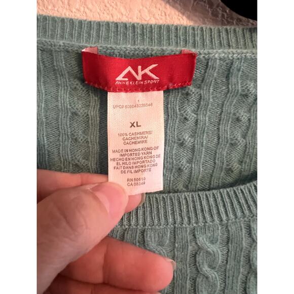 Anne Klein Vintage Fisherman sweater blue / teal  size XL Long sleeves preppy - Picture 2 of 6